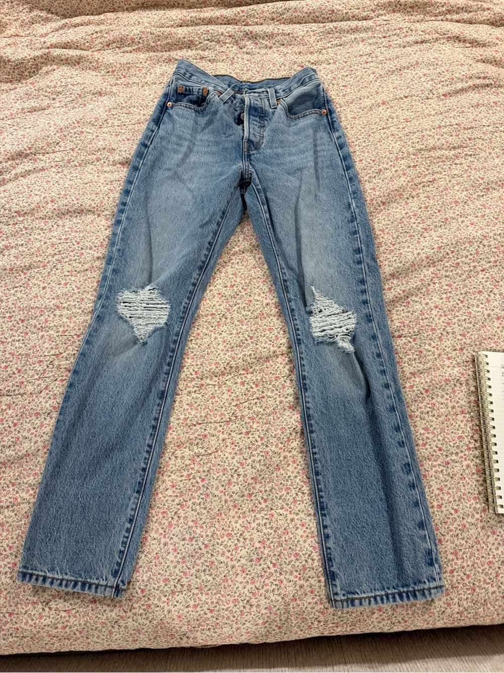 Levi's Light Blue Straight Leg Distressed Jeans